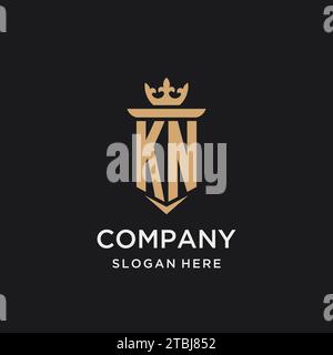 KN monogram with medieval style, luxury and elegant initial logo design ideas Stock Vector