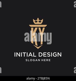 KY monogram with medieval style, luxury and elegant initial logo design ideas Stock Vector