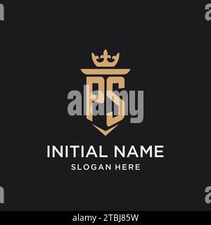 PS monogram with medieval style, luxury and elegant initial logo design ideas Stock Vector
