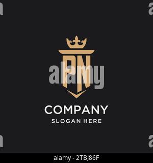 PN monogram with medieval style, luxury and elegant initial logo design ideas Stock Vector