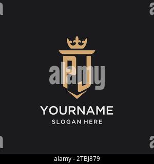 PJ monogram with medieval style, luxury and elegant initial logo design ideas Stock Vector