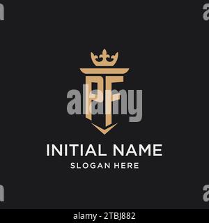 PF monogram with medieval style, luxury and elegant initial logo design ideas Stock Vector