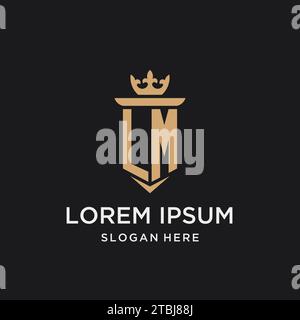 LM monogram with medieval style, luxury and elegant initial logo design ideas Stock Vector