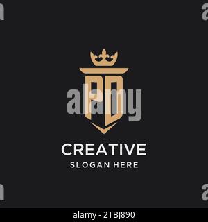 PD monogram with medieval style, luxury and elegant initial logo design ideas Stock Vector