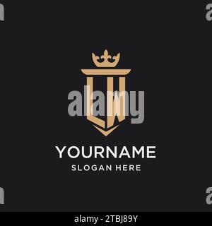 LW monogram with medieval style, luxury and elegant initial logo design ideas Stock Vector