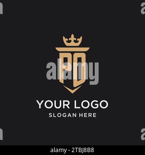 PO monogram with medieval style, luxury and elegant initial logo design ideas Stock Vector