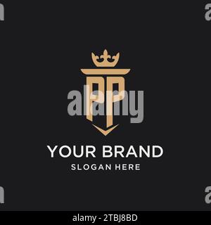 PP monogram with medieval style, luxury and elegant initial logo design ideas Stock Vector