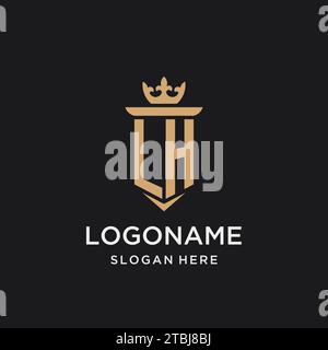 LH monogram with medieval style, luxury and elegant initial logo design ideas Stock Vector