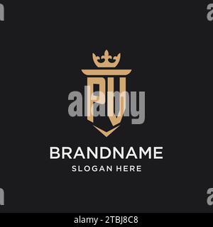 PV monogram with medieval style, luxury and elegant initial logo design ideas Stock Vector