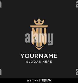 MW monogram with medieval style, luxury and elegant initial logo design ideas Stock Vector