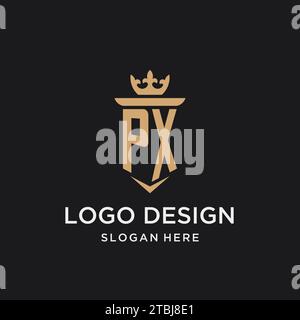 PX monogram with medieval style, luxury and elegant initial logo design ideas Stock Vector