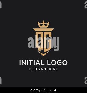 QG monogram with medieval style, luxury and elegant initial logo design ideas Stock Vector
