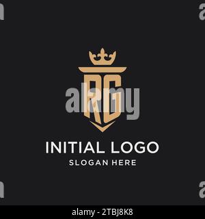 RG monogram with medieval style, luxury and elegant initial logo design ideas Stock Vector