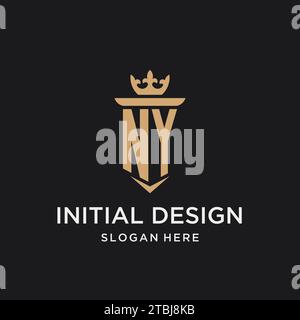 NY monogram with medieval style, luxury and elegant initial logo design ideas Stock Vector
