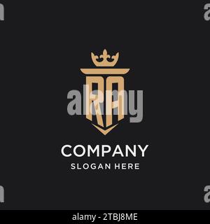 RA monogram with medieval style, luxury and elegant initial logo design ideas Stock Vector