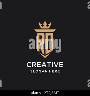 RD monogram with medieval style, luxury and elegant initial logo design ideas Stock Vector