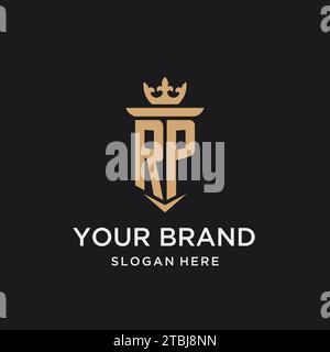 RP monogram with medieval style, luxury and elegant initial logo design ideas Stock Vector