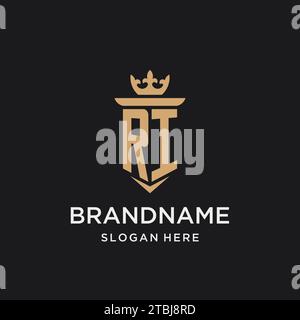 RI monogram with medieval style, luxury and elegant initial logo design ideas Stock Vector