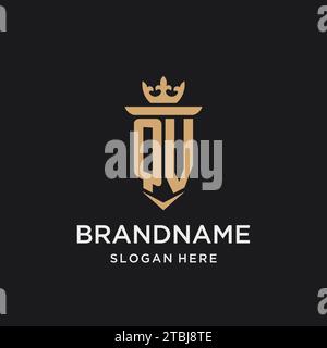 QV logo with shield and crown, initial monogram logo design ideas Stock ...