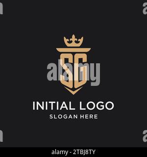 SG monogram with medieval style, luxury and elegant initial logo design ideas Stock Vector