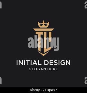 TL monogram with medieval style, luxury and elegant initial logo design ideas Stock Vector