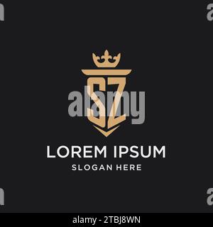 SZ monogram with medieval style, luxury and elegant initial logo design ideas Stock Vector