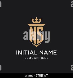 NS monogram with medieval style, luxury and elegant initial logo design ideas Stock Vector