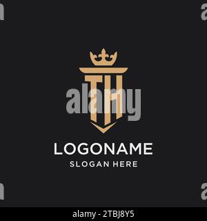TH monogram with medieval style, luxury and elegant initial logo design ideas Stock Vector