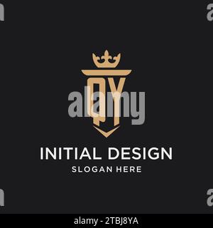 QY monogram with medieval style, luxury and elegant initial logo design ideas Stock Vector
