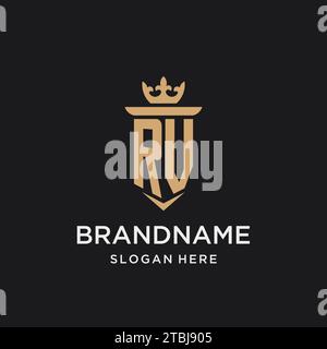 RV monogram with medieval style, luxury and elegant initial logo design ideas Stock Vector