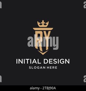 RY monogram with medieval style, luxury and elegant initial logo design ideas Stock Vector