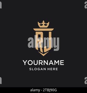 RJ monogram with medieval style, luxury and elegant initial logo design ideas Stock Vector