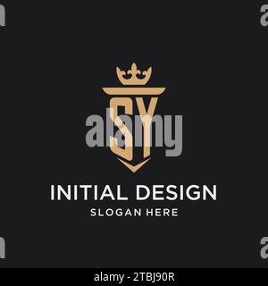 SY monogram with medieval style, luxury and elegant initial logo design ideas Stock Vector
