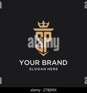 SP monogram with medieval style, luxury and elegant initial logo design ideas Stock Vector