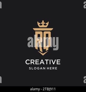 RQ monogram with medieval style, luxury and elegant initial logo design ideas Stock Vector