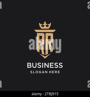 RR monogram with medieval style, luxury and elegant initial logo design ideas Stock Vector