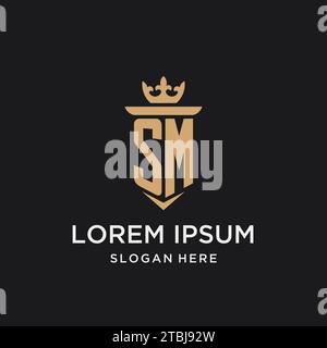 SM monogram with medieval style, luxury and elegant initial logo design ideas Stock Vector