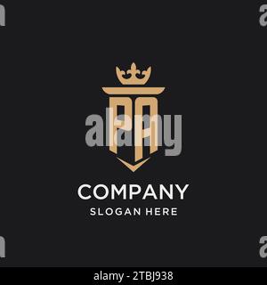 PA monogram with medieval style, luxury and elegant initial logo design ideas Stock Vector
