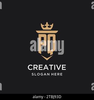 PQ monogram with medieval style, luxury and elegant initial logo design ideas Stock Vector
