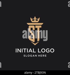 ST monogram with medieval style, luxury and elegant initial logo design ideas Stock Vector