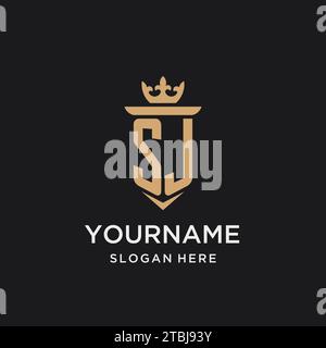 SJ monogram with medieval style, luxury and elegant initial logo design ideas Stock Vector