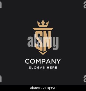 SN monogram with medieval style, luxury and elegant initial logo design ideas Stock Vector