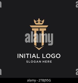 TT monogram with medieval style, luxury and elegant initial logo design ideas Stock Vector