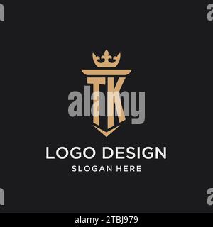 TK monogram with medieval style, luxury and elegant initial logo design ideas Stock Vector