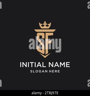 SF monogram with medieval style, luxury and elegant initial logo design ideas Stock Vector