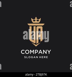 UA monogram with medieval style, luxury and elegant initial logo design ideas Stock Vector