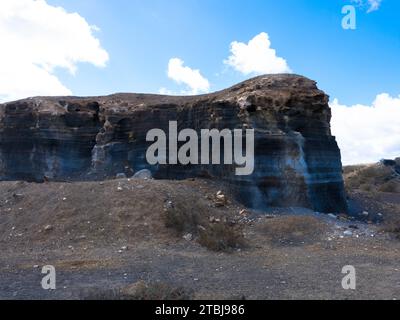 Panorama view of the most unique rock formations in Lanzarote. Called Stratified City or  Antigua rofera de Teseguite. Canary Islands, Spain, Europe. Stock Photo