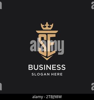 SE monogram with medieval style, luxury and elegant initial logo design ideas Stock Vector