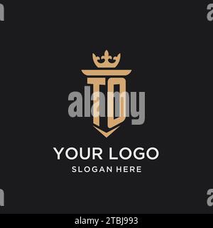 TO monogram with medieval style, luxury and elegant initial logo design ideas Stock Vector