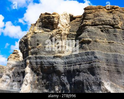 Panorama view of the most unique rock formations in Lanzarote. Called Stratified City or  Antigua rofera de Teseguite. Canary Islands, Spain, Europe. Stock Photo